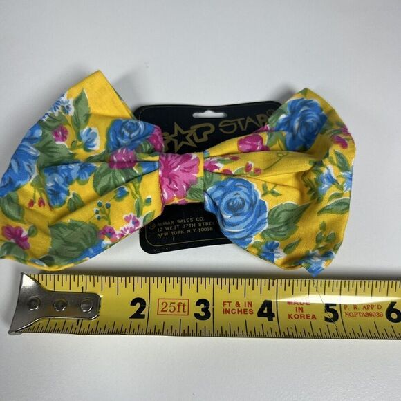Vintage Top Star Floral 5” Bow Clip 1989 Retro 80's NOS - Picture 5 of 6